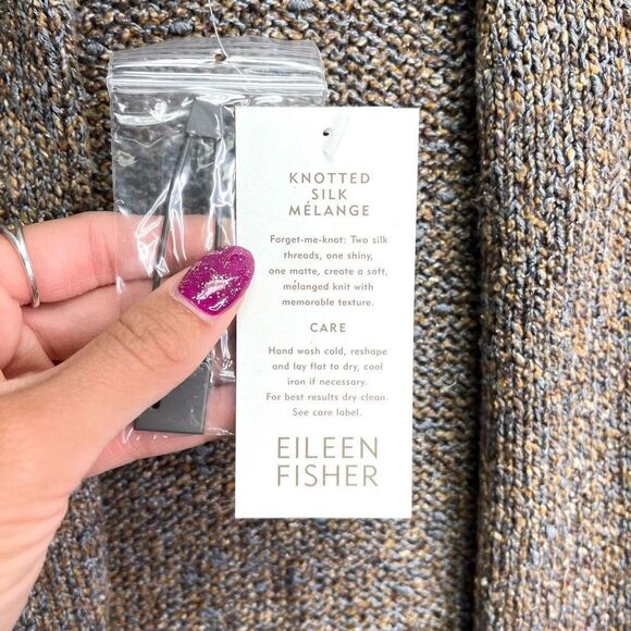 Eileen Fisher Cardigan Women’s S Knotted Silk Melange Knit Open Front Shaped Swe - Picture 3 of 8